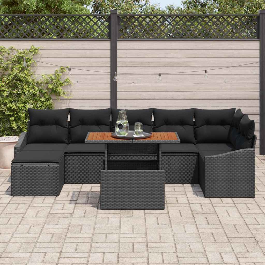 Tuin Eetset met kussen 8 pcs Zwart en Bruin is nu te koop bij PeponiXL, paradijselijk wonen!