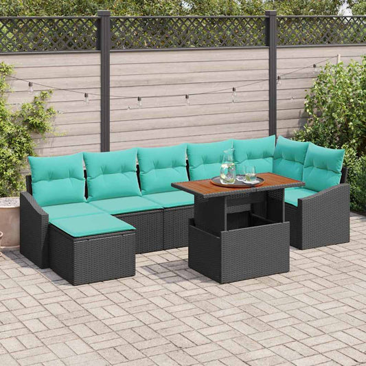 Tuinbankenset 8 pcs Zwart en Teal is nu te koop bij PeponiXL, paradijselijk wonen!