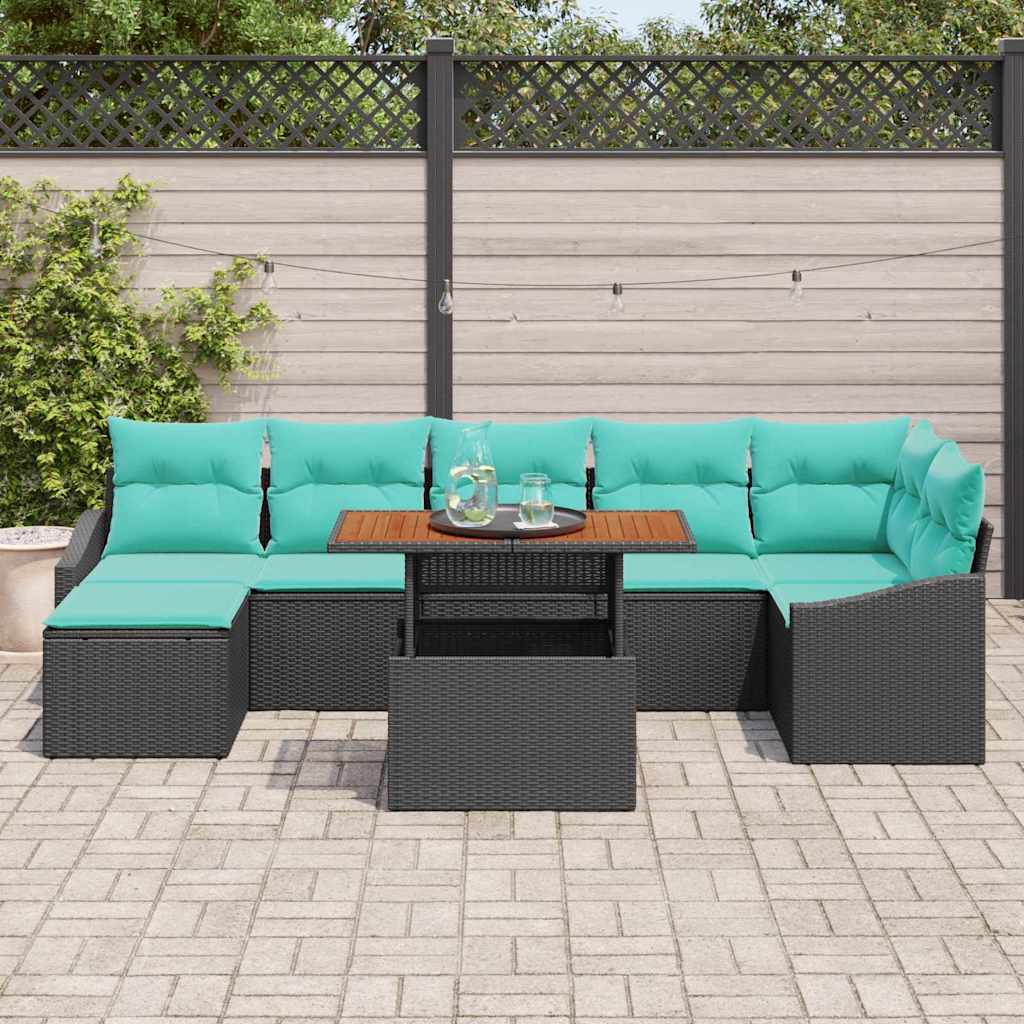 Tuinbankenset 8 pcs Zwart en Teal is nu te koop bij PeponiXL, paradijselijk wonen!