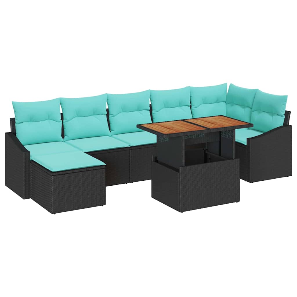 Tuinbankenset 8 pcs Zwart en Teal is nu te koop bij PeponiXL, paradijselijk wonen!