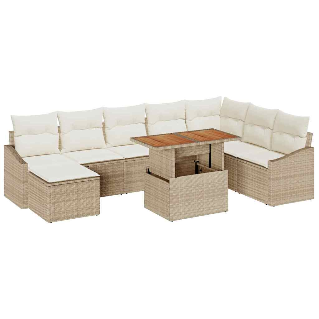 Tuin Eetset met kussen 9 pcs Beige en Crème is nu te koop bij PeponiXL, paradijselijk wonen!