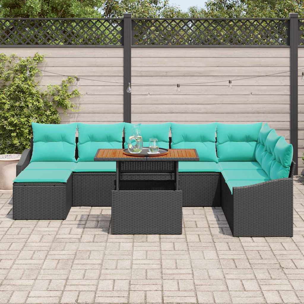 Tuinbankenset 9 pcs Zwart en Teal is nu te koop bij PeponiXL, paradijselijk wonen!