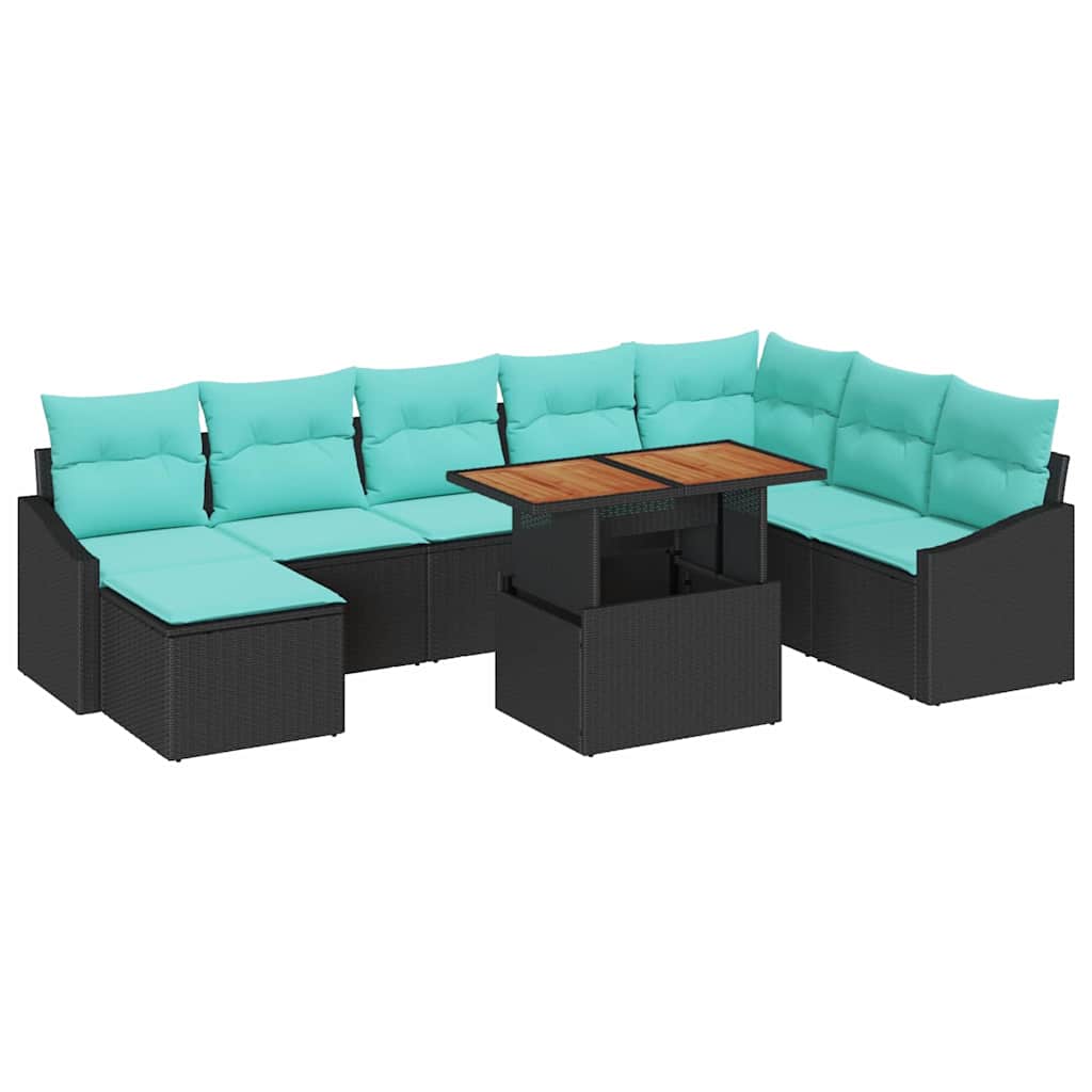 Tuinbankenset 9 pcs Zwart en Teal is nu te koop bij PeponiXL, paradijselijk wonen!