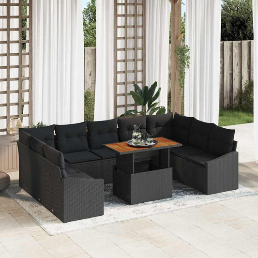 Tuin Eetset met kussen 10 pcs Zwart en Bruin is nu te koop bij PeponiXL, paradijselijk wonen!