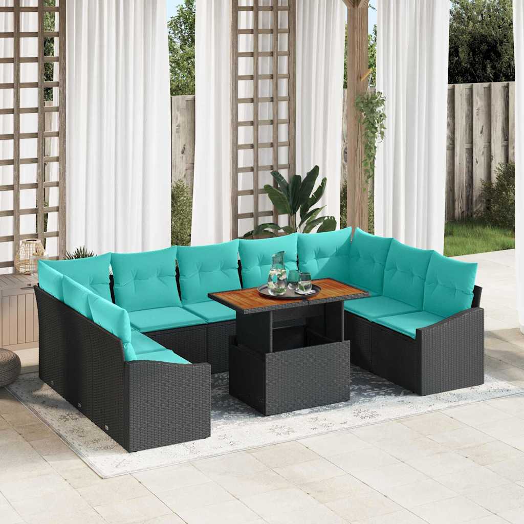 Tuinbankenset 10 st 9-Aantal zitplaatsen Zwart en Teal is nu te koop bij PeponiXL, paradijselijk wonen!