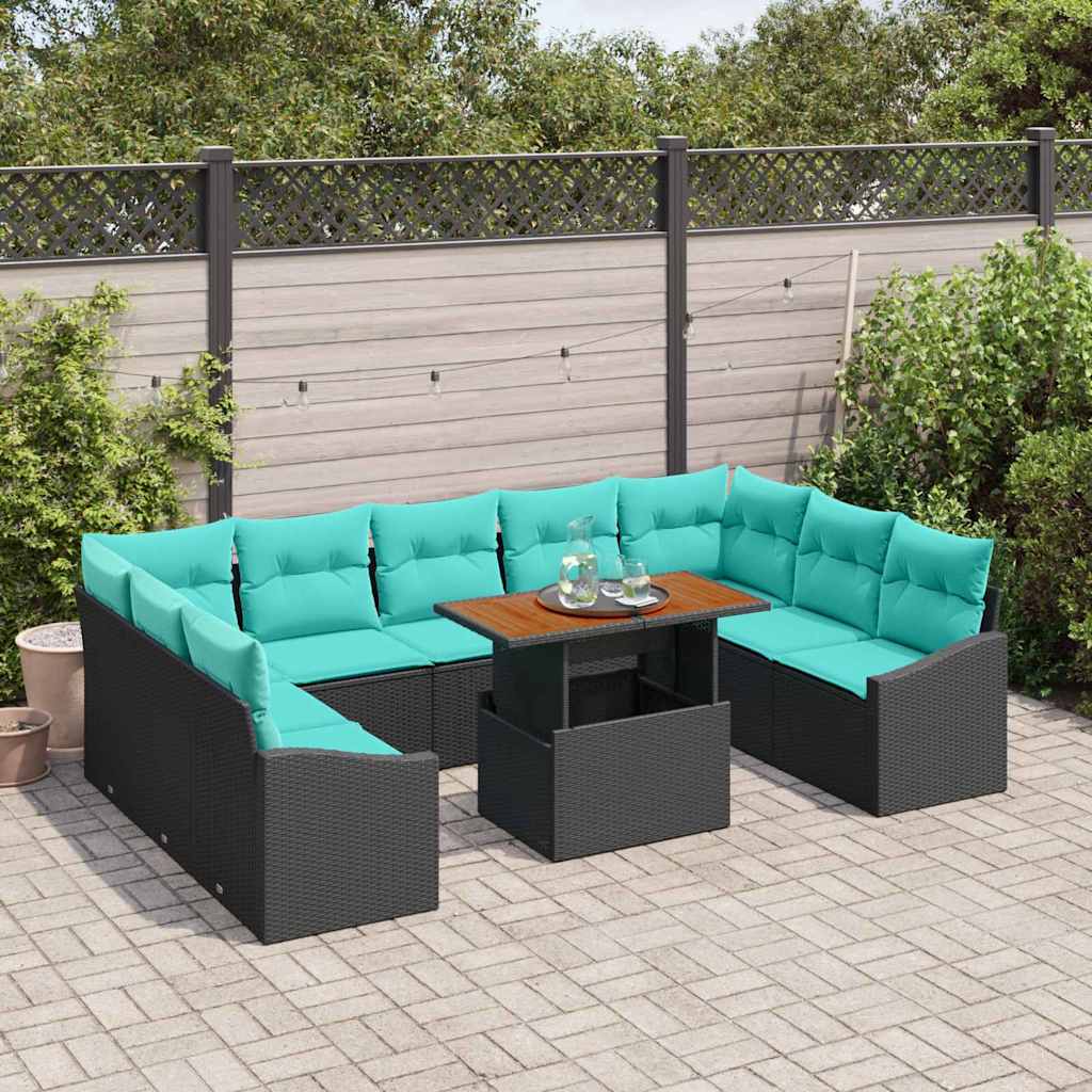 Tuinbankenset 10 st 9-Aantal zitplaatsen Zwart en Teal is nu te koop bij PeponiXL, paradijselijk wonen!