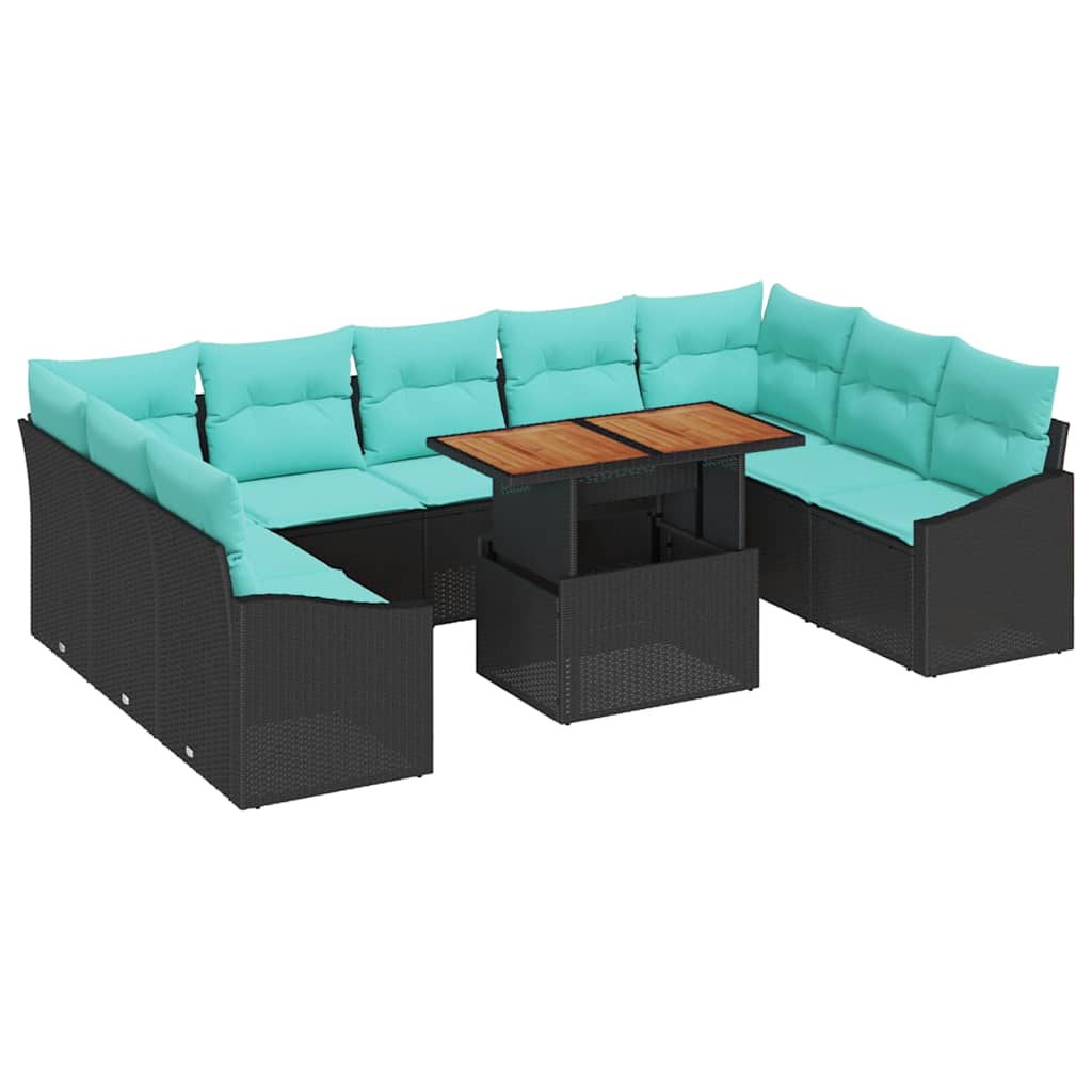 Tuinbankenset 10 st 9-Aantal zitplaatsen Zwart en Teal is nu te koop bij PeponiXL, paradijselijk wonen!