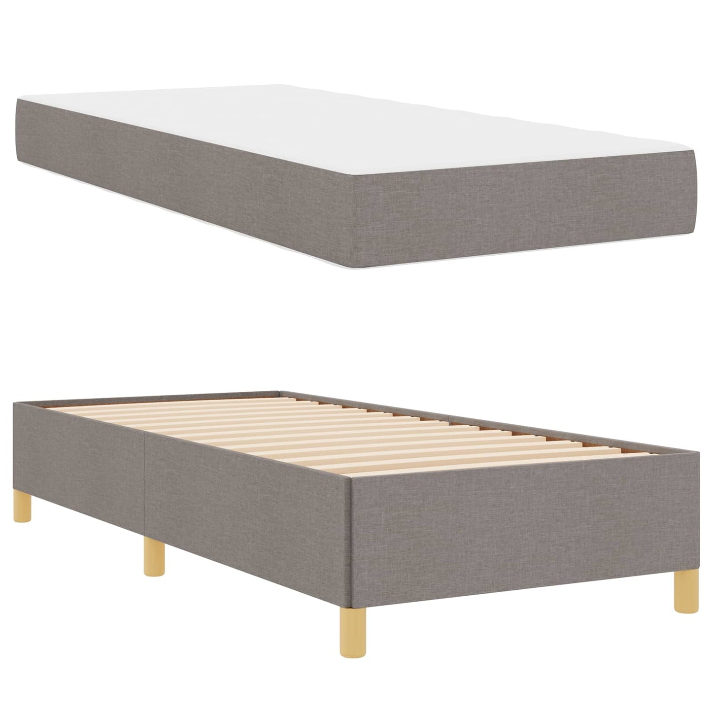 Bedframe met matras Taupe 90 x 190 cm Stof is nu te koop bij PeponiXL, paradijselijk wonen!