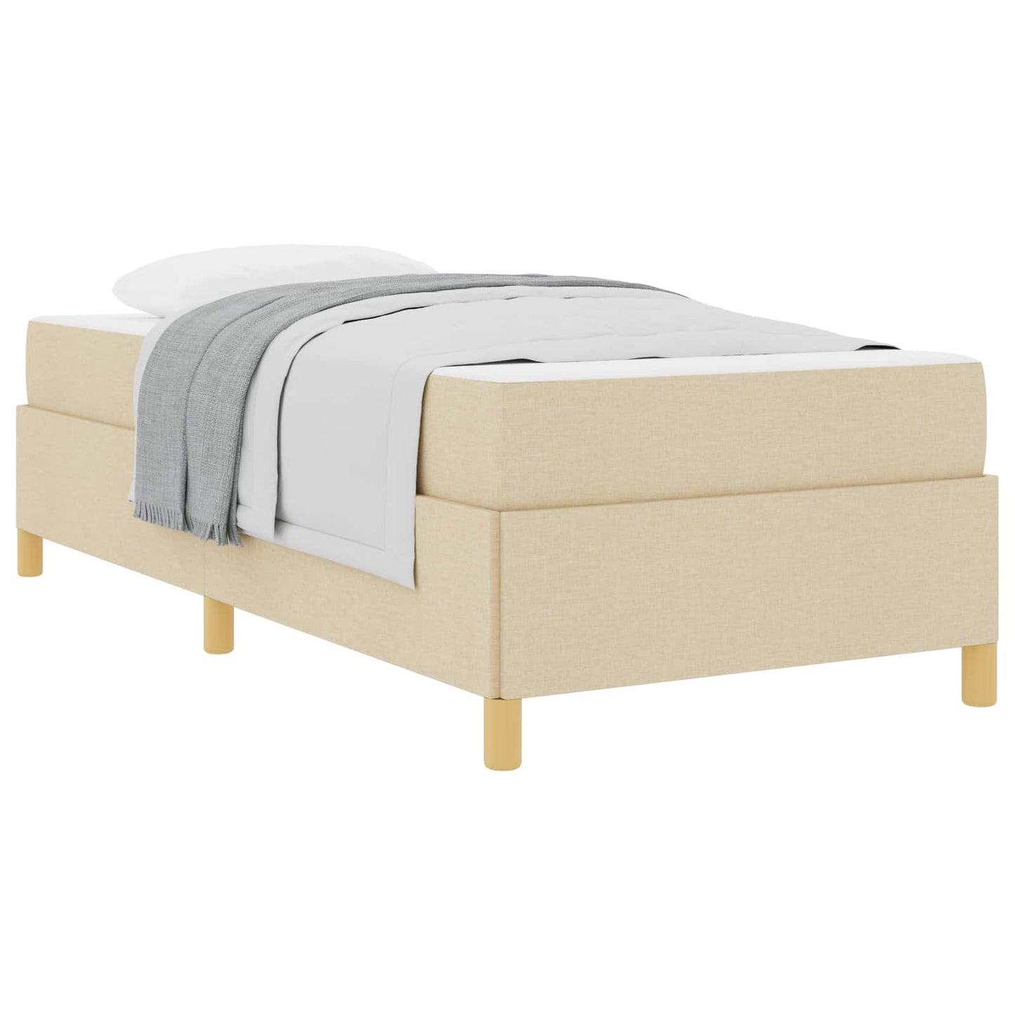 Bedframe met matras Crème 90 x 190 cm Stof is nu te koop bij PeponiXL, paradijselijk wonen!