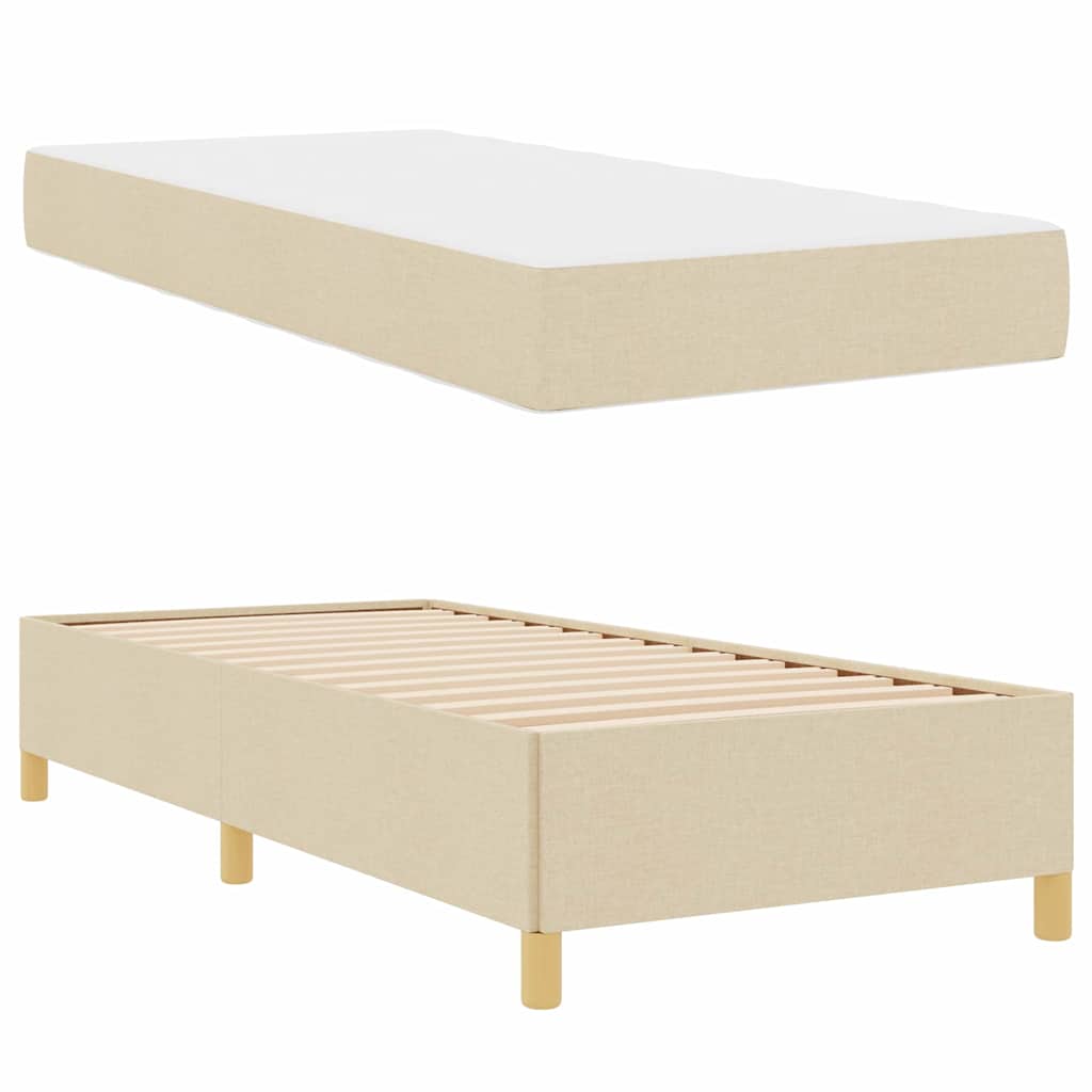 Bedframe met matras Crème 90 x 190 cm Stof is nu te koop bij PeponiXL, paradijselijk wonen!