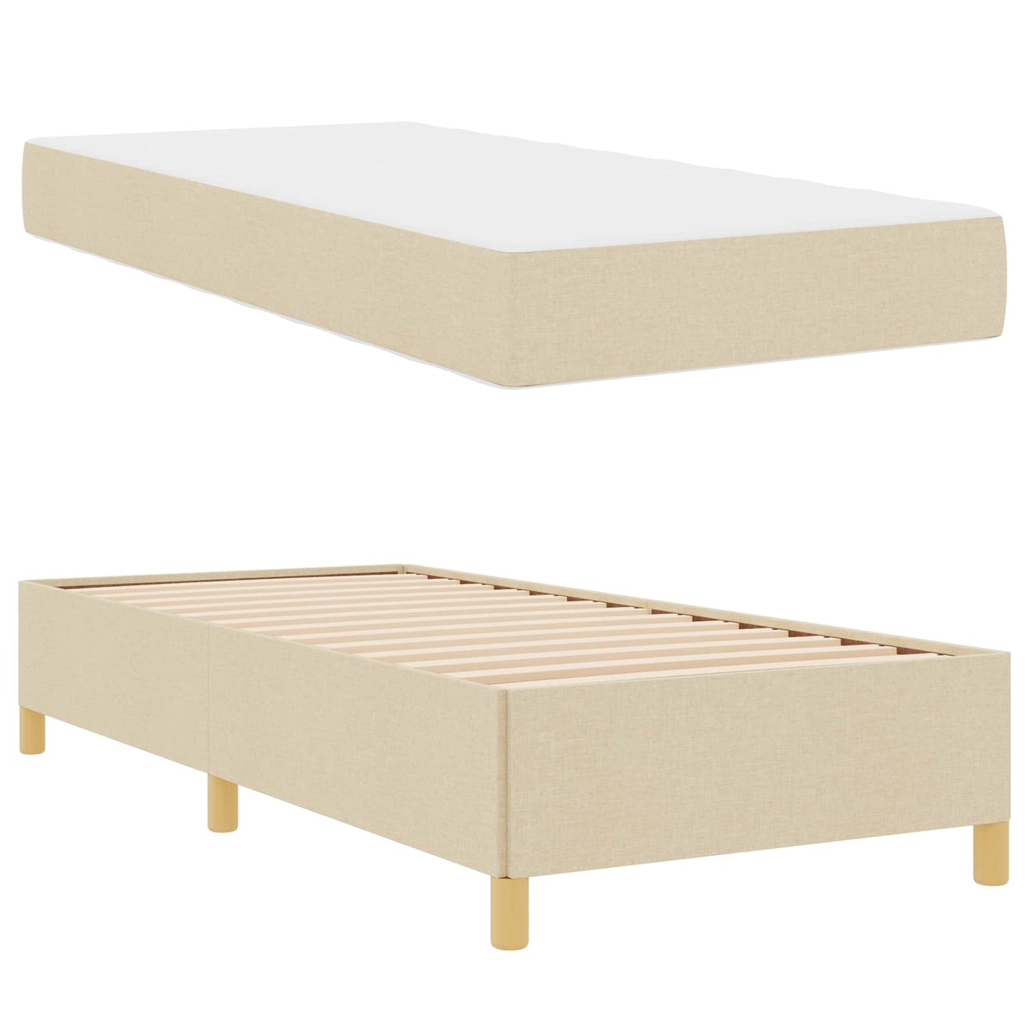 Bedframe met matras Crème 90 x 190 cm Stof is nu te koop bij PeponiXL, paradijselijk wonen!