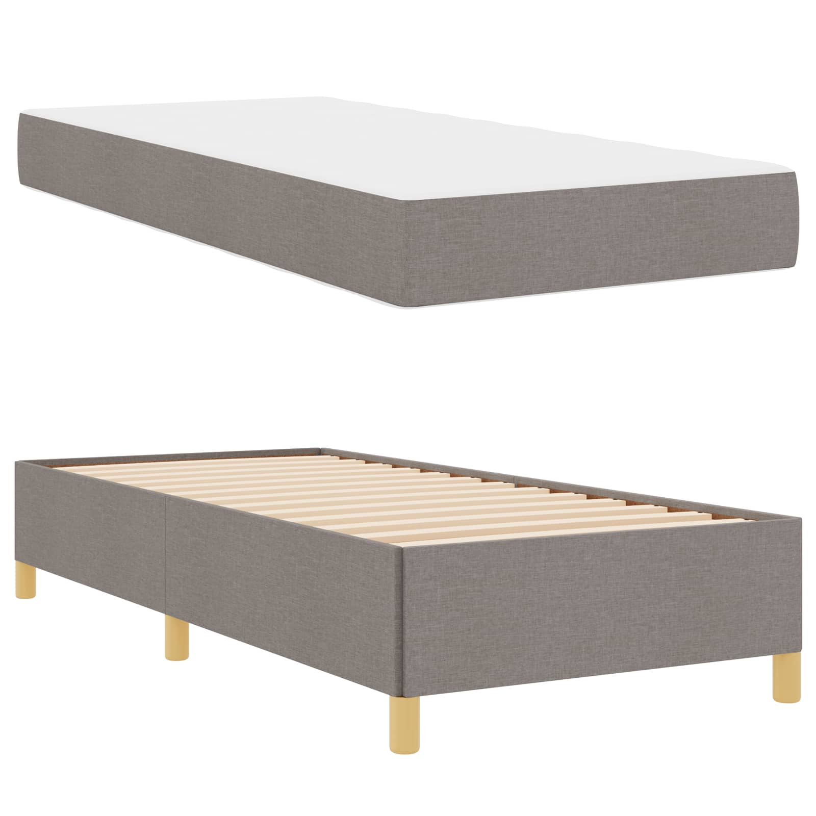 Bedframe met matras Taupe 90 x 200 cm Stof is nu te koop bij PeponiXL, paradijselijk wonen!
