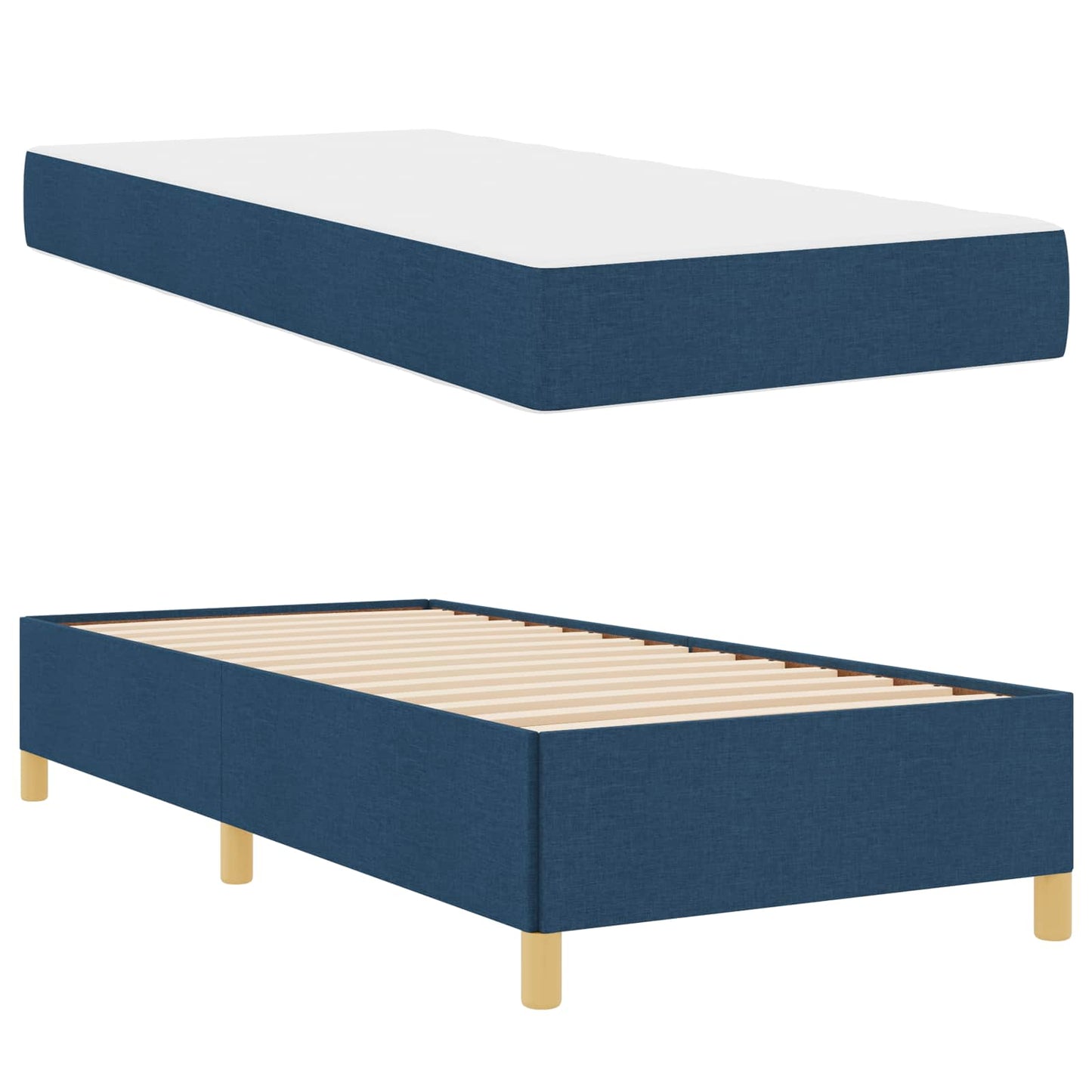 Bedframe met matras Blauw 90 x 200 cm Stof is nu te koop bij PeponiXL, paradijselijk wonen!