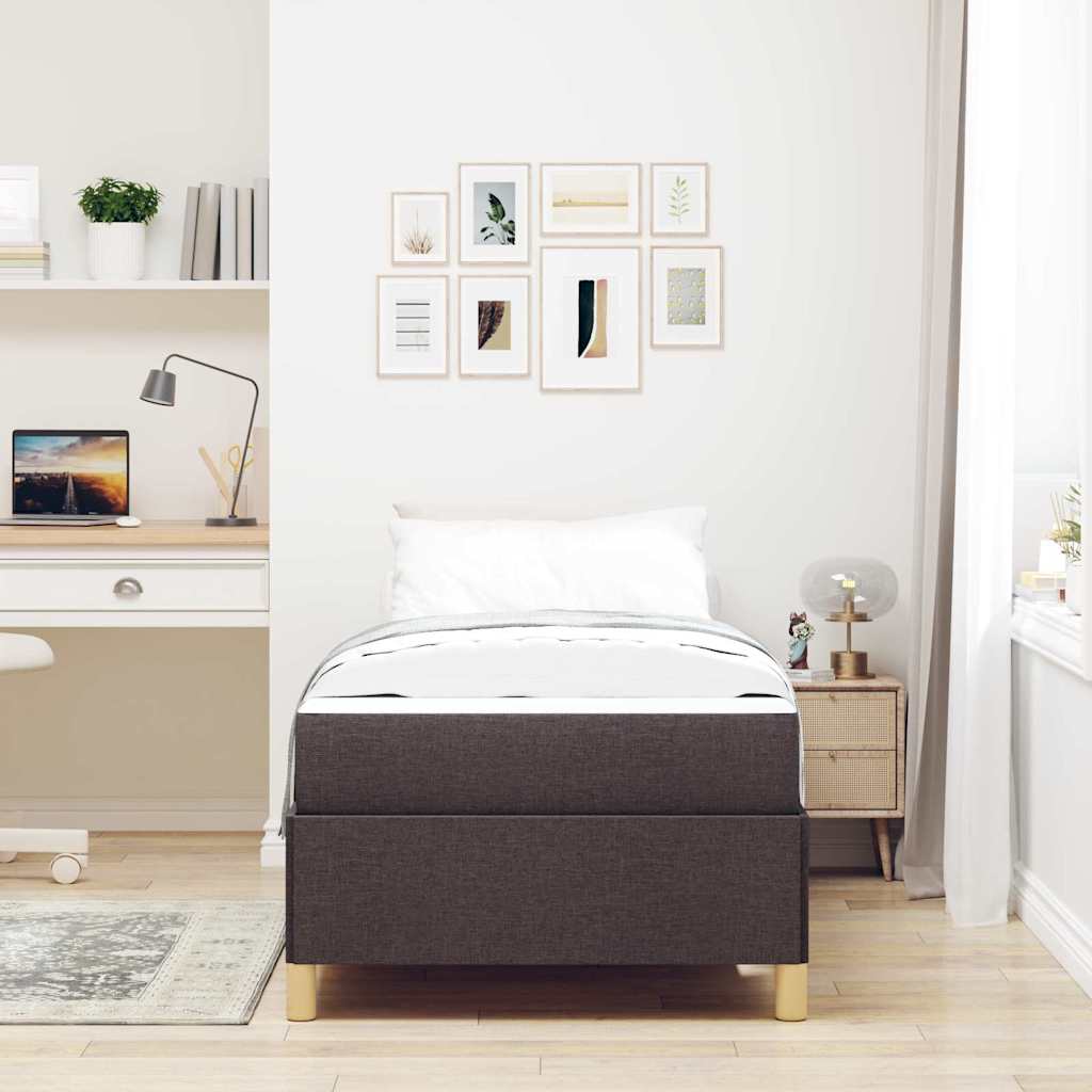 Bedframe met matras Donkerbruin 100 x 200 cm Stof is nu te koop bij PeponiXL, paradijselijk wonen!