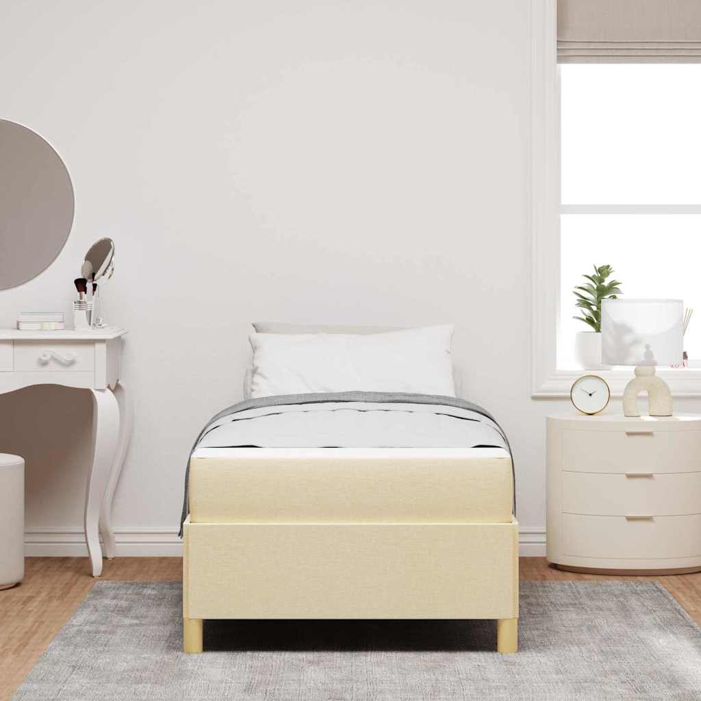 Bedframe met matras Crème 100 x 200 cm Stof is nu te koop bij PeponiXL, paradijselijk wonen!
