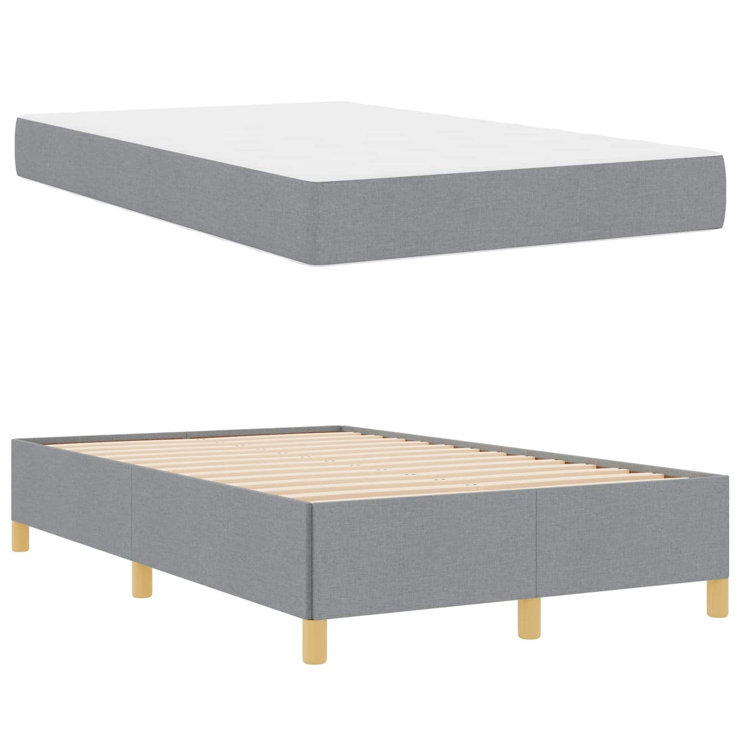 Bedframe met matras Lichtgrijs 120 x 200 cm Stof is nu te koop bij PeponiXL, paradijselijk wonen!