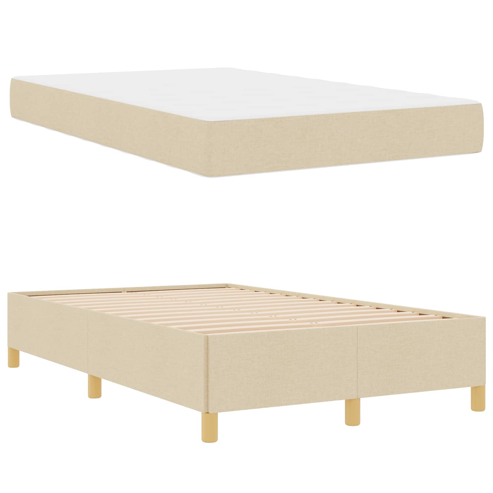 Bedframe met matras Crème 120 x 200 cm Stof is nu te koop bij PeponiXL, paradijselijk wonen!