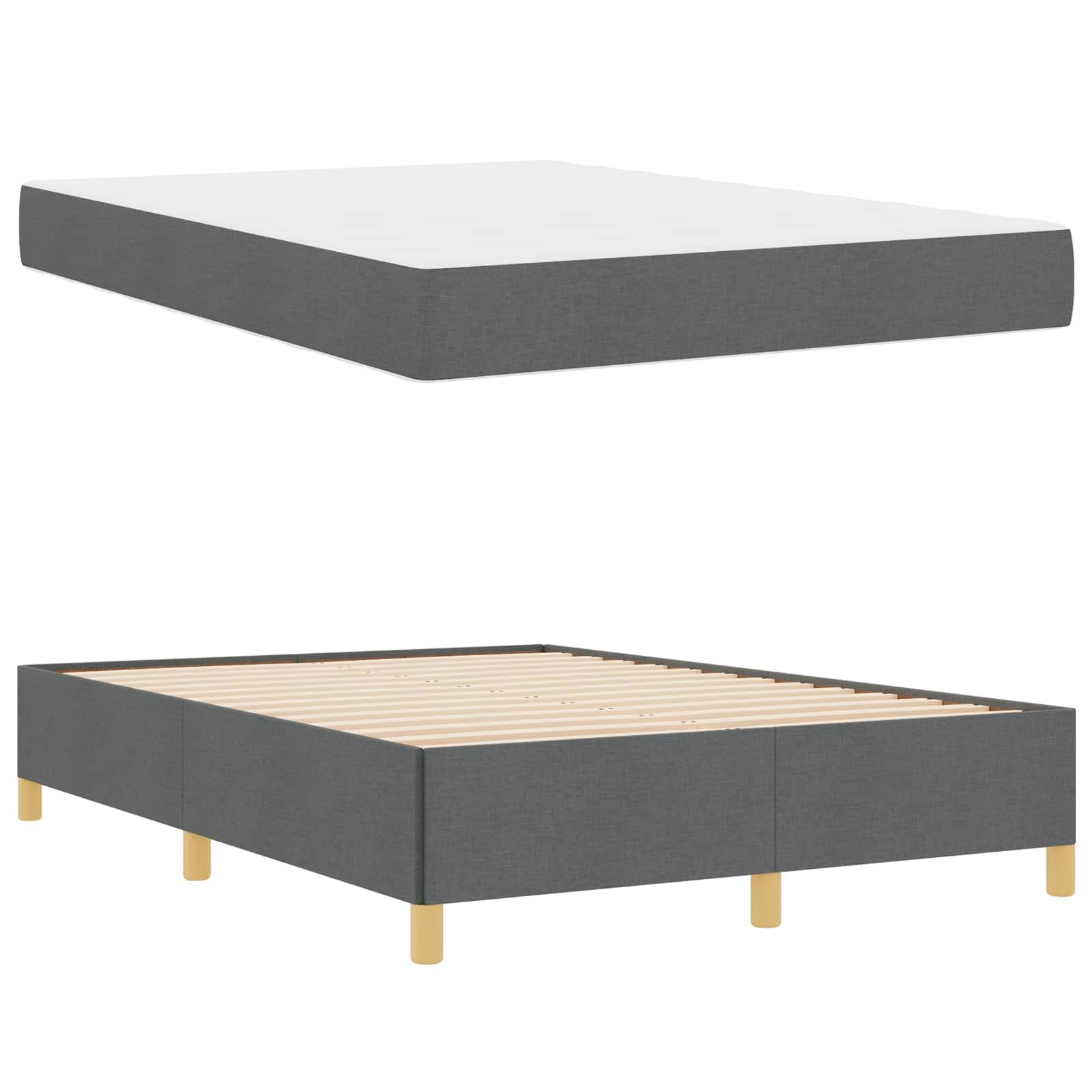 Bedframe met matras Donkergrijs 140 x 190 cm Stof is nu te koop bij PeponiXL, paradijselijk wonen!