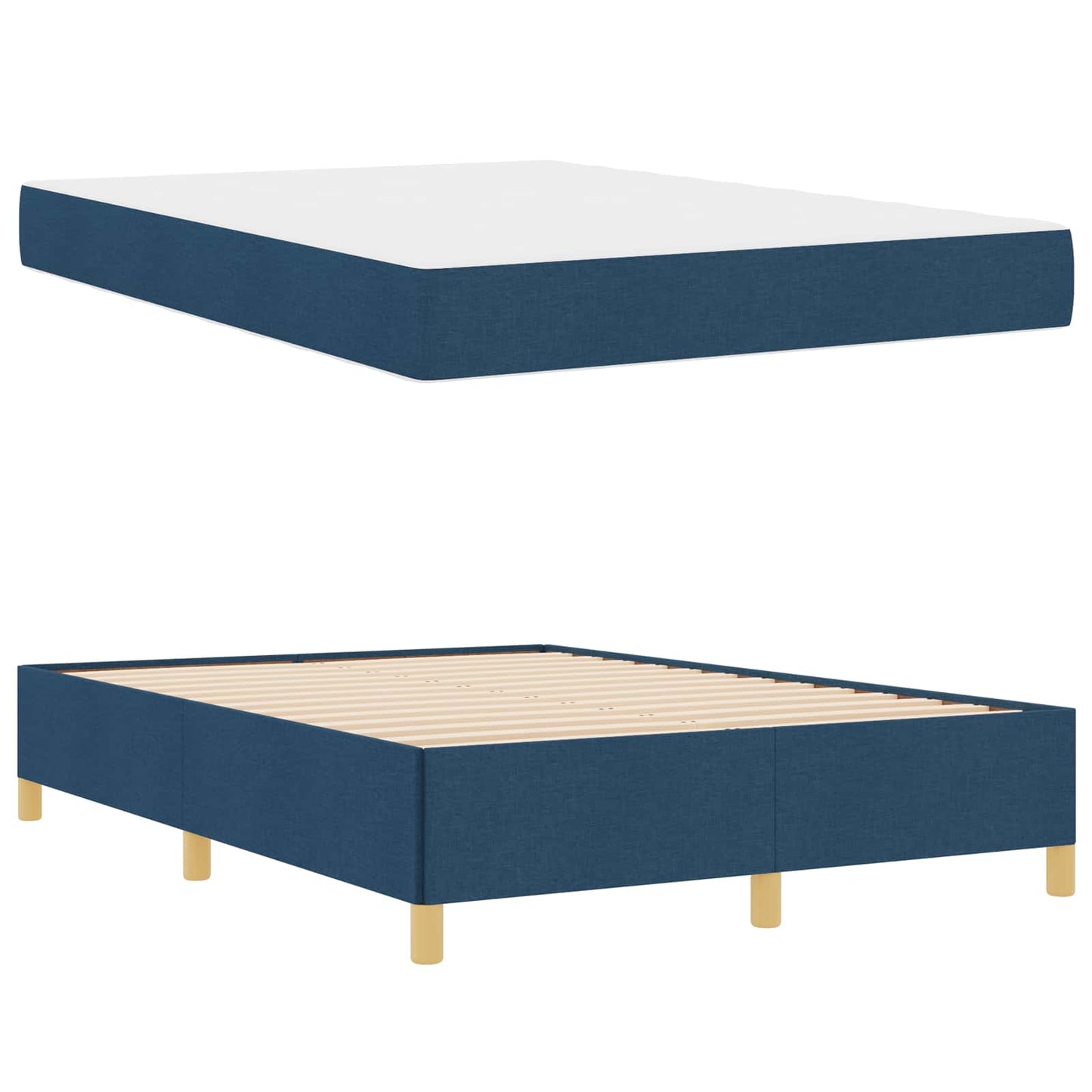 Bedframe met matras Blauw 140 x 190 cm Stof is nu te koop bij PeponiXL, paradijselijk wonen!