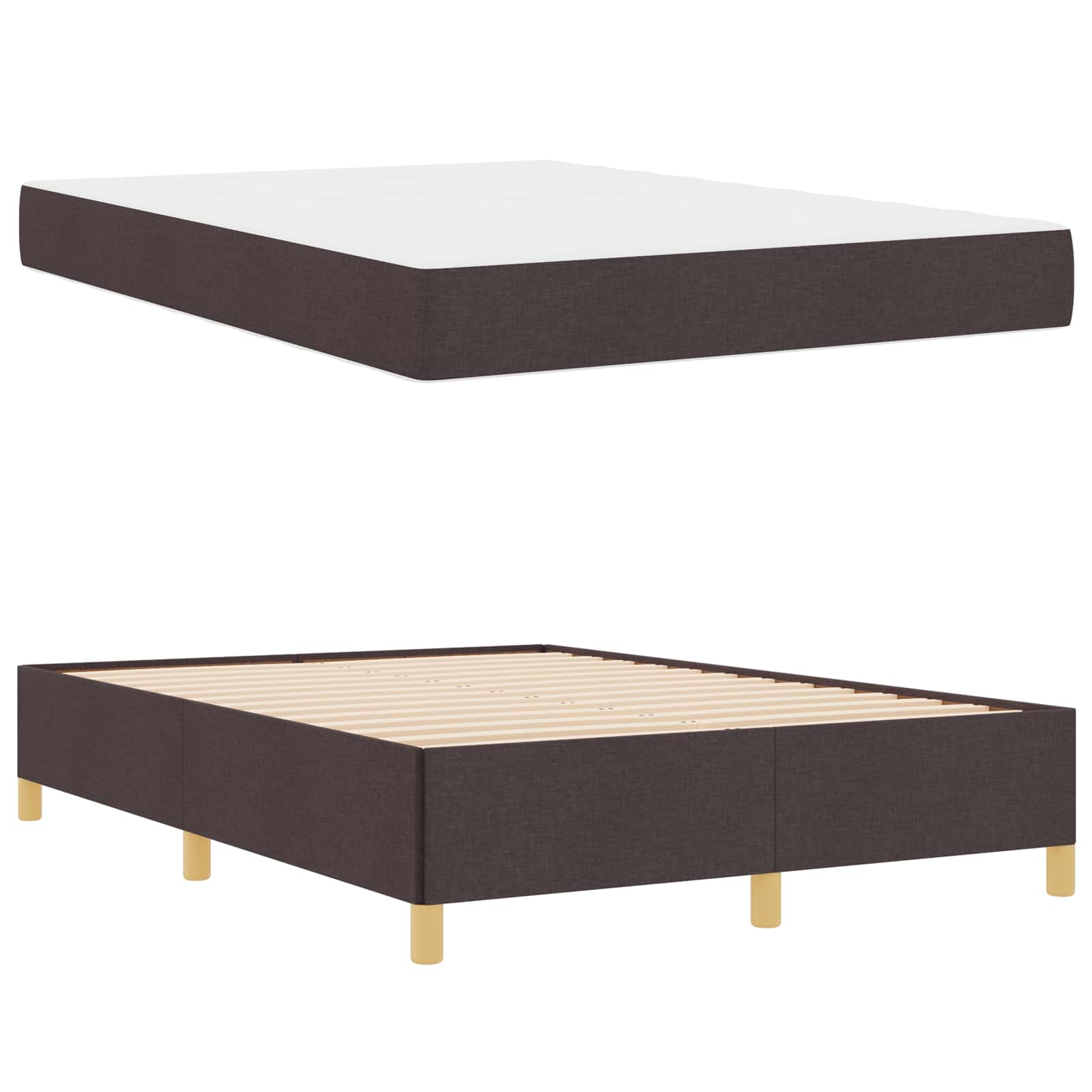 Bedframe met matras Donkerbruin 140 x 200 cm Stof is nu te koop bij PeponiXL, paradijselijk wonen!