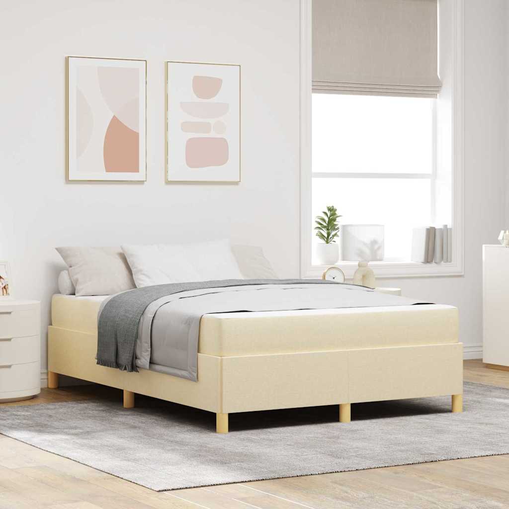 Bedframe met matras Crème 160 x 200 cm Stof is nu te koop bij PeponiXL, paradijselijk wonen!