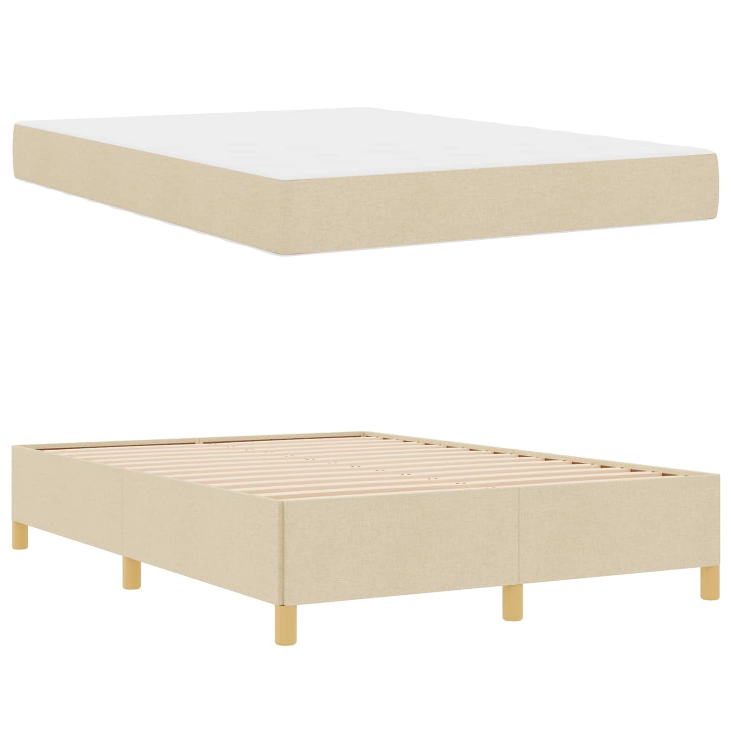 Bedframe met matras Crème 160 x 200 cm Stof is nu te koop bij PeponiXL, paradijselijk wonen!