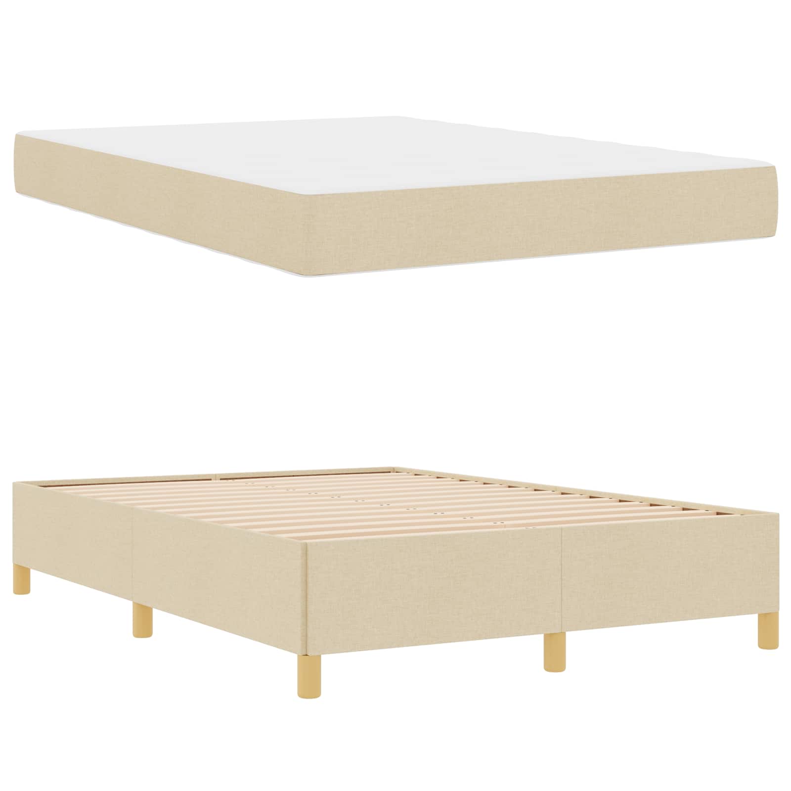 Bedframe met matras Crème 160 x 200 cm Stof is nu te koop bij PeponiXL, paradijselijk wonen!