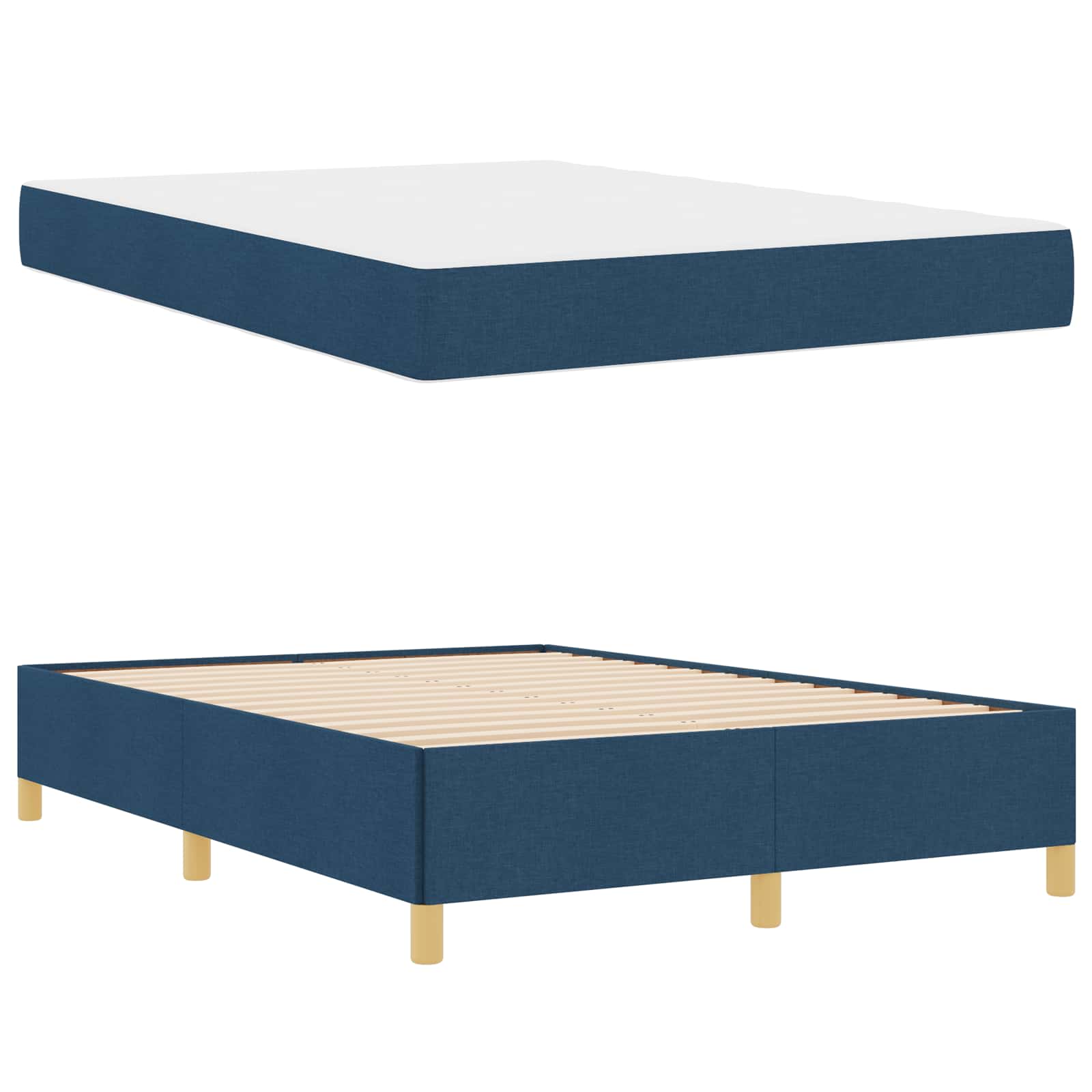 Bedframe met matras Blauw 160 x 200 cm Stof is nu te koop bij PeponiXL, paradijselijk wonen!