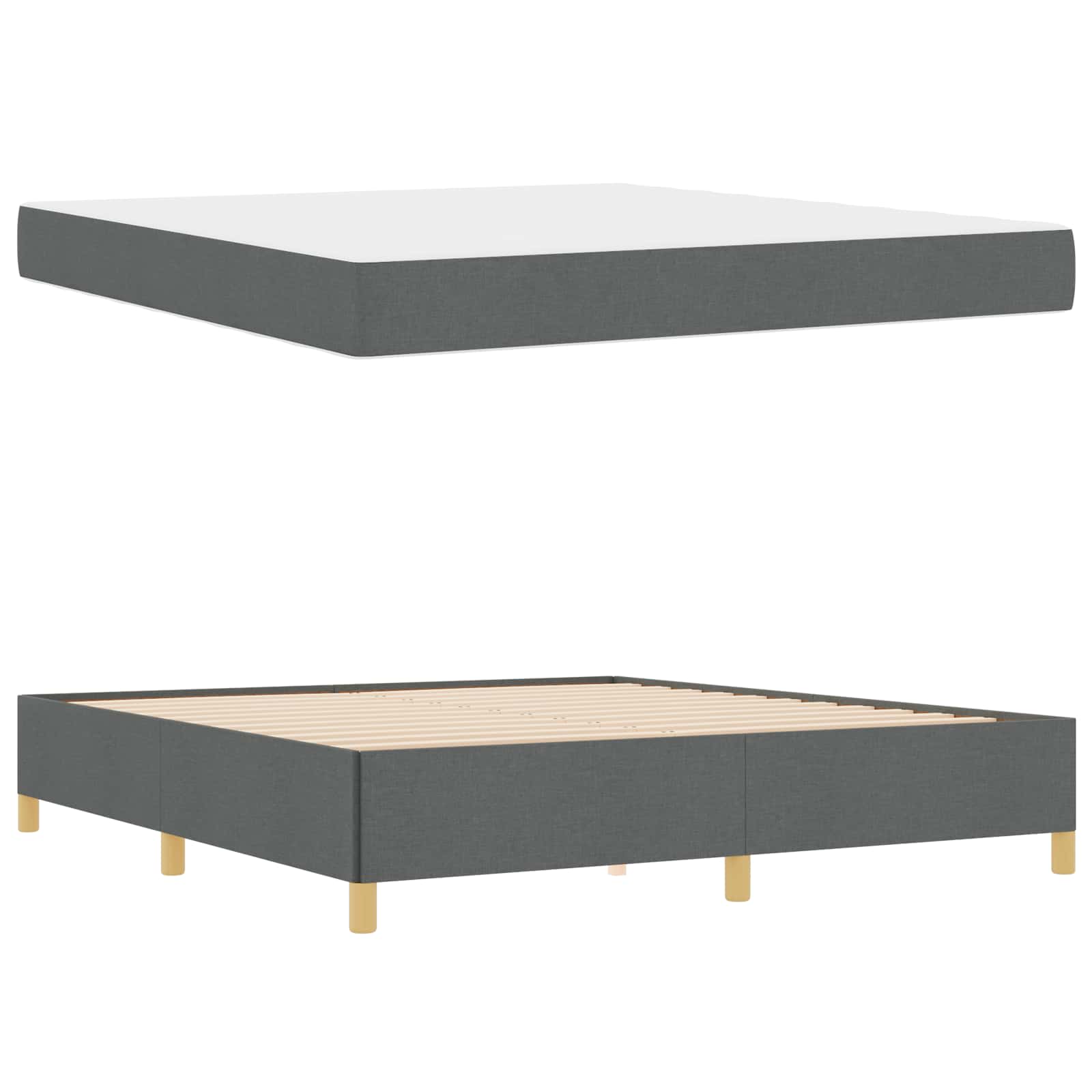Bedframe met matras Donkergrijs 180 x 200 cm Stof is nu te koop bij PeponiXL, paradijselijk wonen!