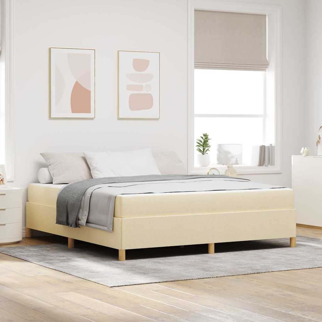 Bedframe met matras Crème 180 x 200 cm Stof is nu te koop bij PeponiXL, paradijselijk wonen!