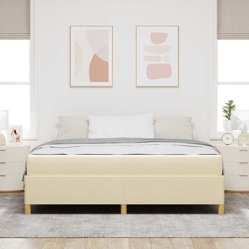 Bedframe met matras Crème 180 x 200 cm Stof is nu te koop bij PeponiXL, paradijselijk wonen!