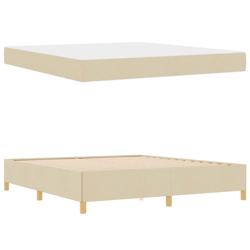 Bedframe met matras Crème 180 x 200 cm Stof is nu te koop bij PeponiXL, paradijselijk wonen!
