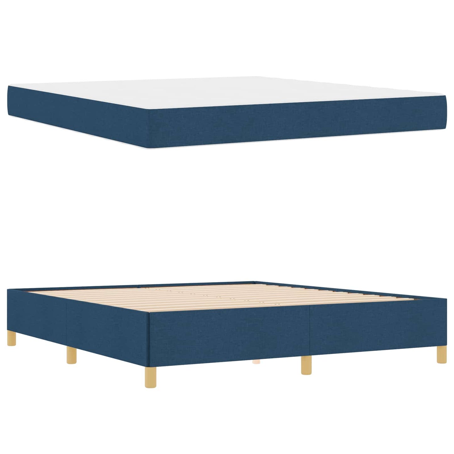 Bedframe met matras Blauw 180 x 200 cm Stof is nu te koop bij PeponiXL, paradijselijk wonen!