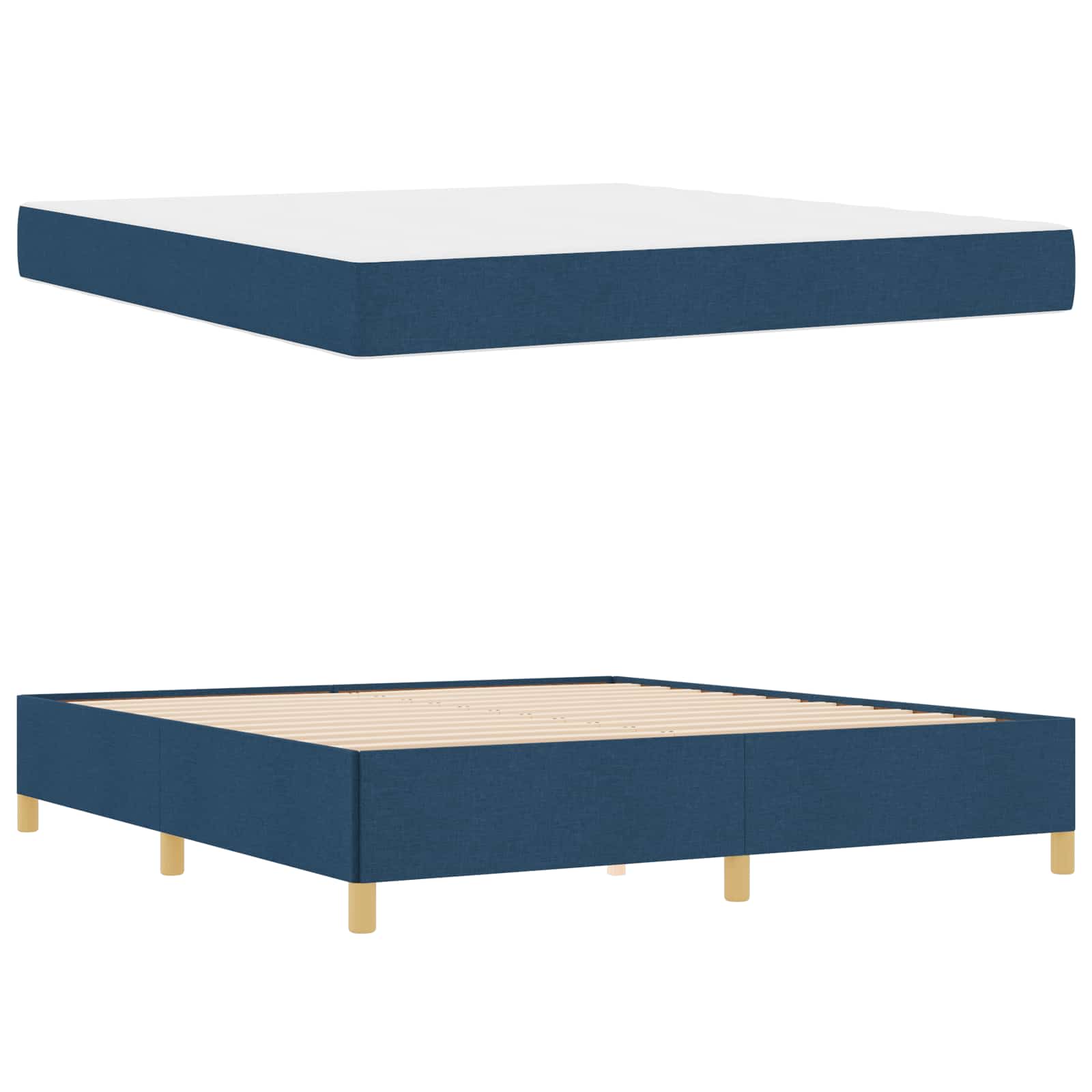 Bedframe met matras Blauw 180 x 200 cm Stof is nu te koop bij PeponiXL, paradijselijk wonen!