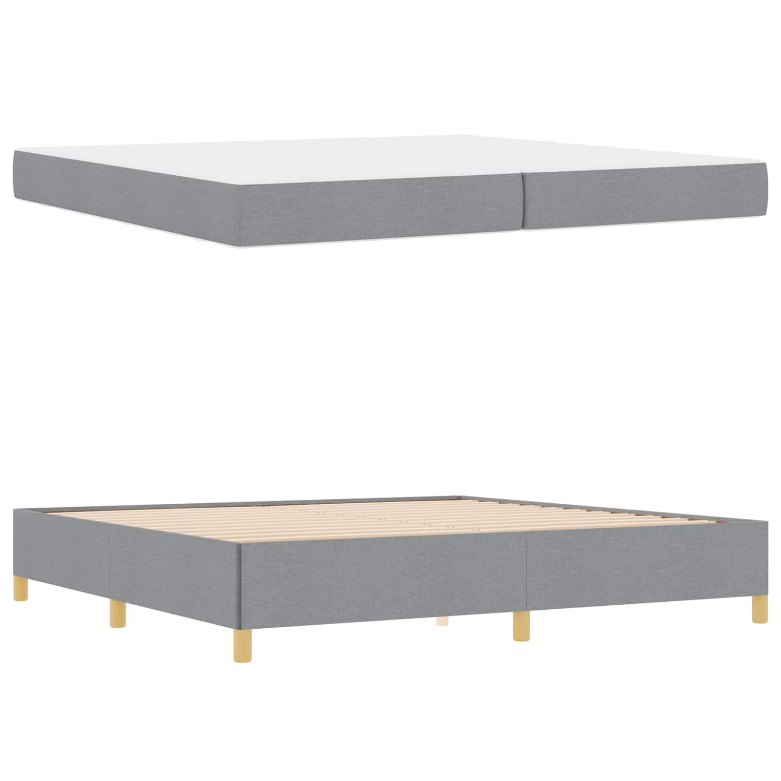 Bedframe met matras Lichtgrijs 200 x 200 cm Stof is nu te koop bij PeponiXL, paradijselijk wonen!
