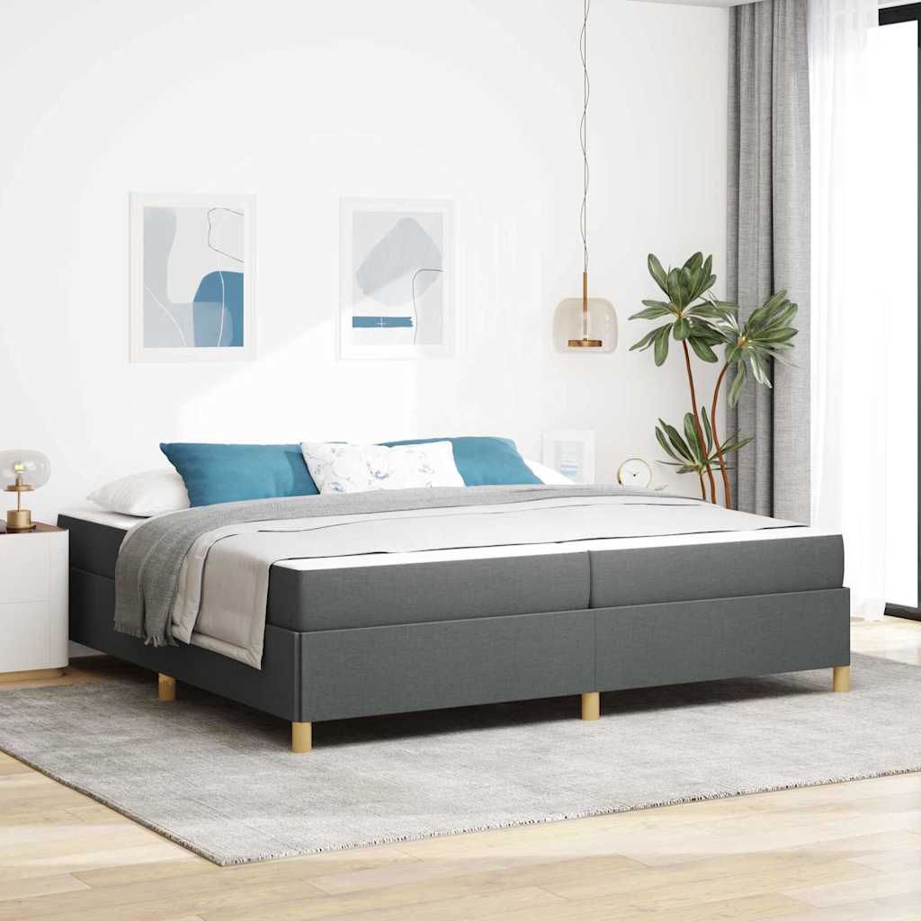 Bedframe met matras Donkergrijs 200 x 200 cm Stof is nu te koop bij PeponiXL, paradijselijk wonen!