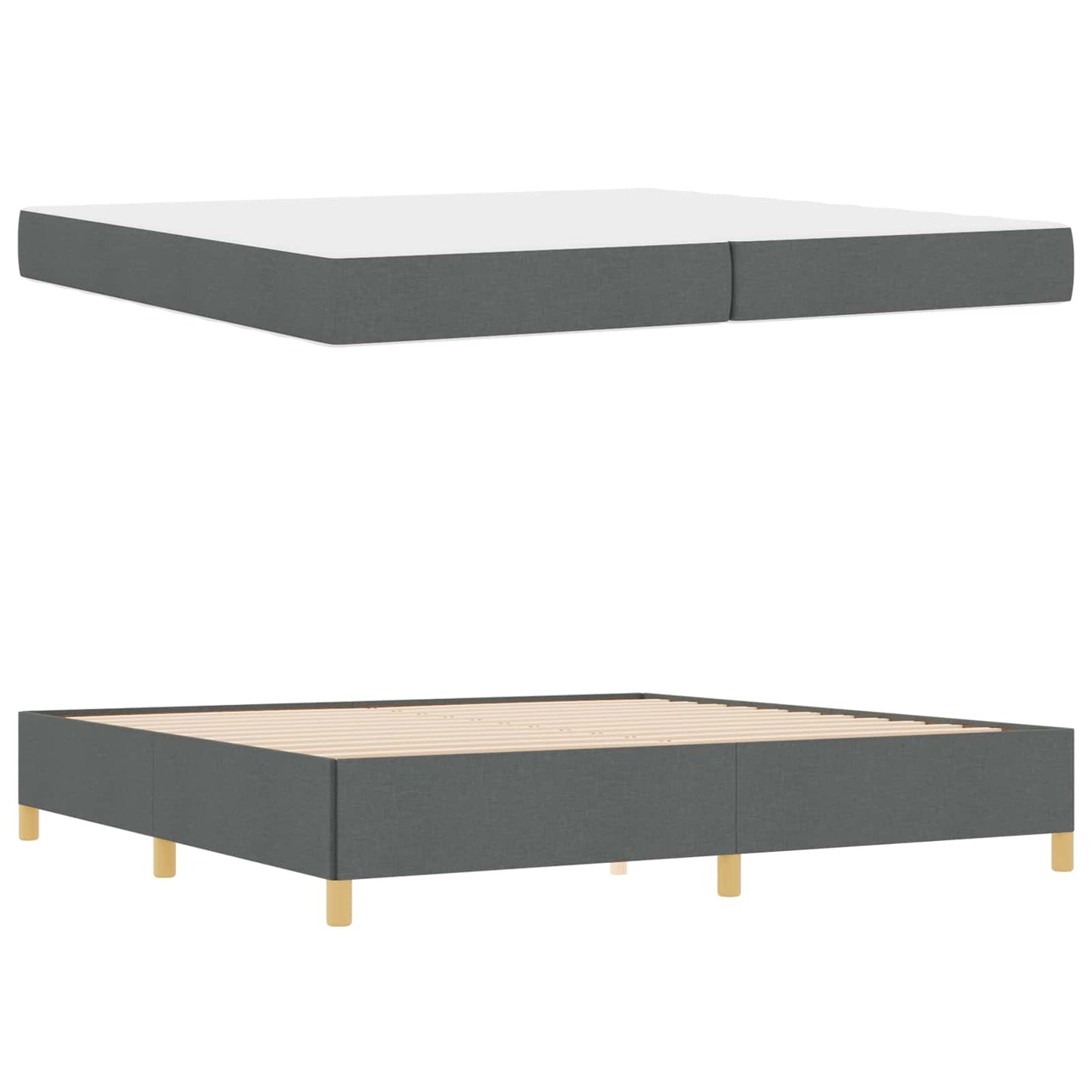 Bedframe met matras Donkergrijs 200 x 200 cm Stof is nu te koop bij PeponiXL, paradijselijk wonen!