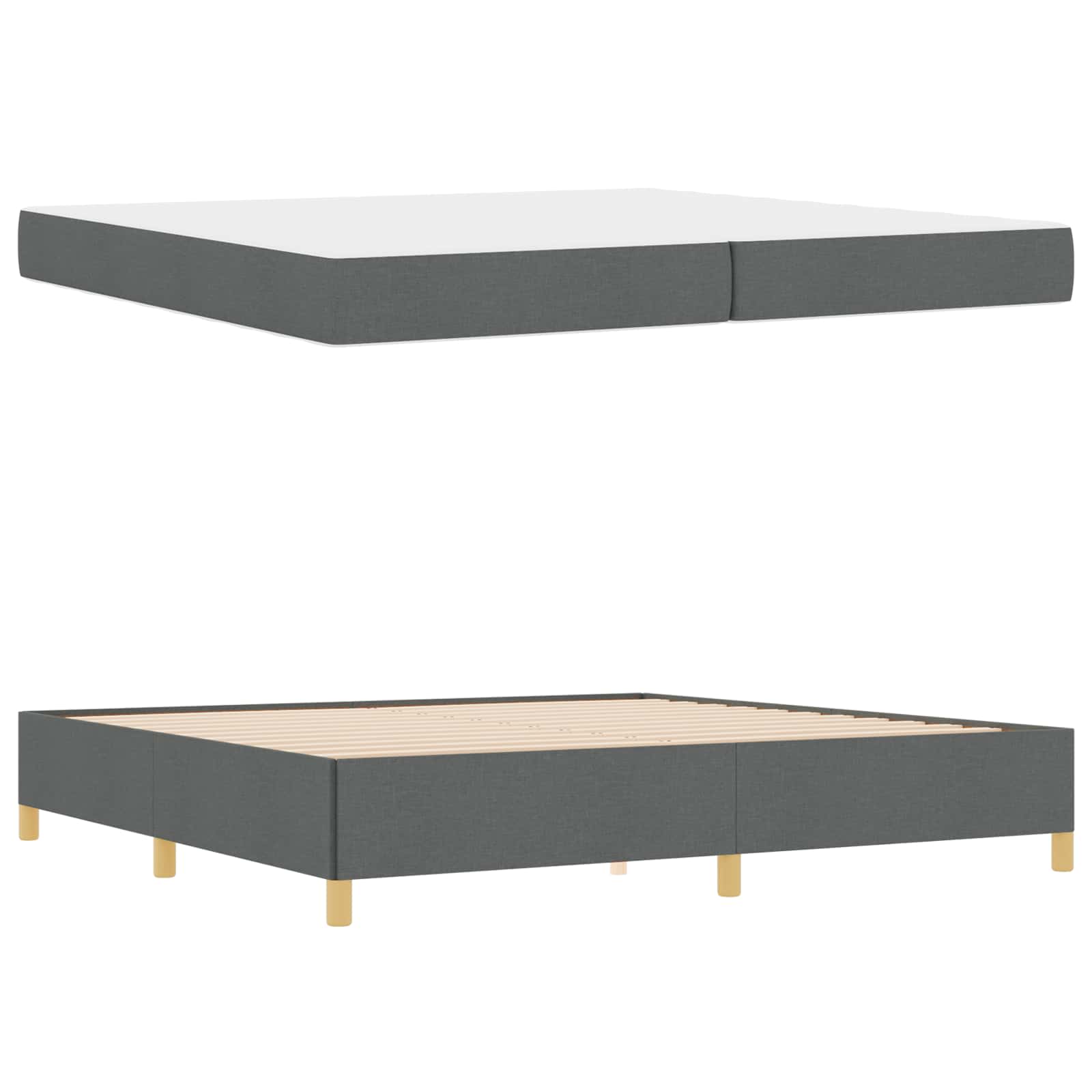 Bedframe met matras Donkergrijs 200 x 200 cm Stof is nu te koop bij PeponiXL, paradijselijk wonen!