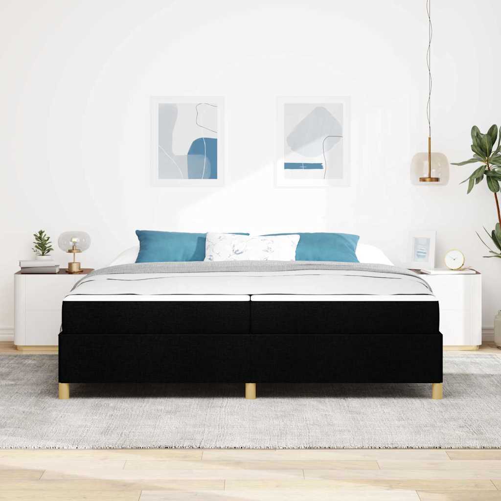 Bedframe met matras Zwart 200 x 200 cm Stof is nu te koop bij PeponiXL, paradijselijk wonen!