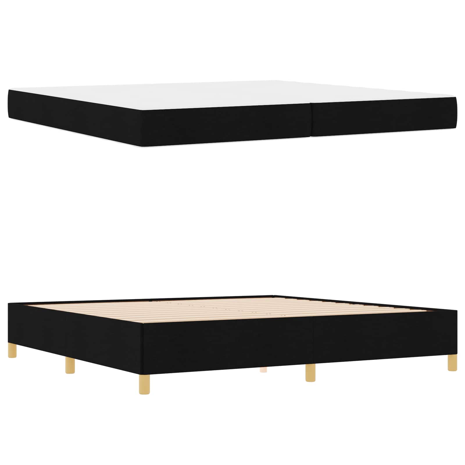 Bedframe met matras Zwart 200 x 200 cm Stof is nu te koop bij PeponiXL, paradijselijk wonen!