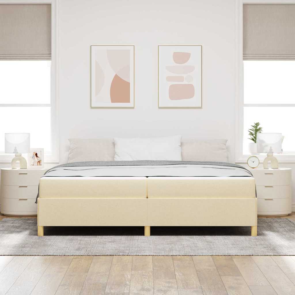 Bedframe met matras Crème 200 x 200 cm Stof is nu te koop bij PeponiXL, paradijselijk wonen!