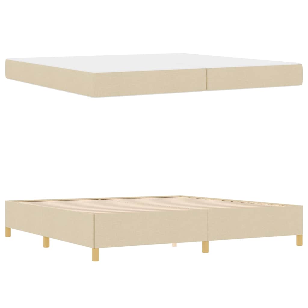 Bedframe met matras Crème 200 x 200 cm Stof is nu te koop bij PeponiXL, paradijselijk wonen!