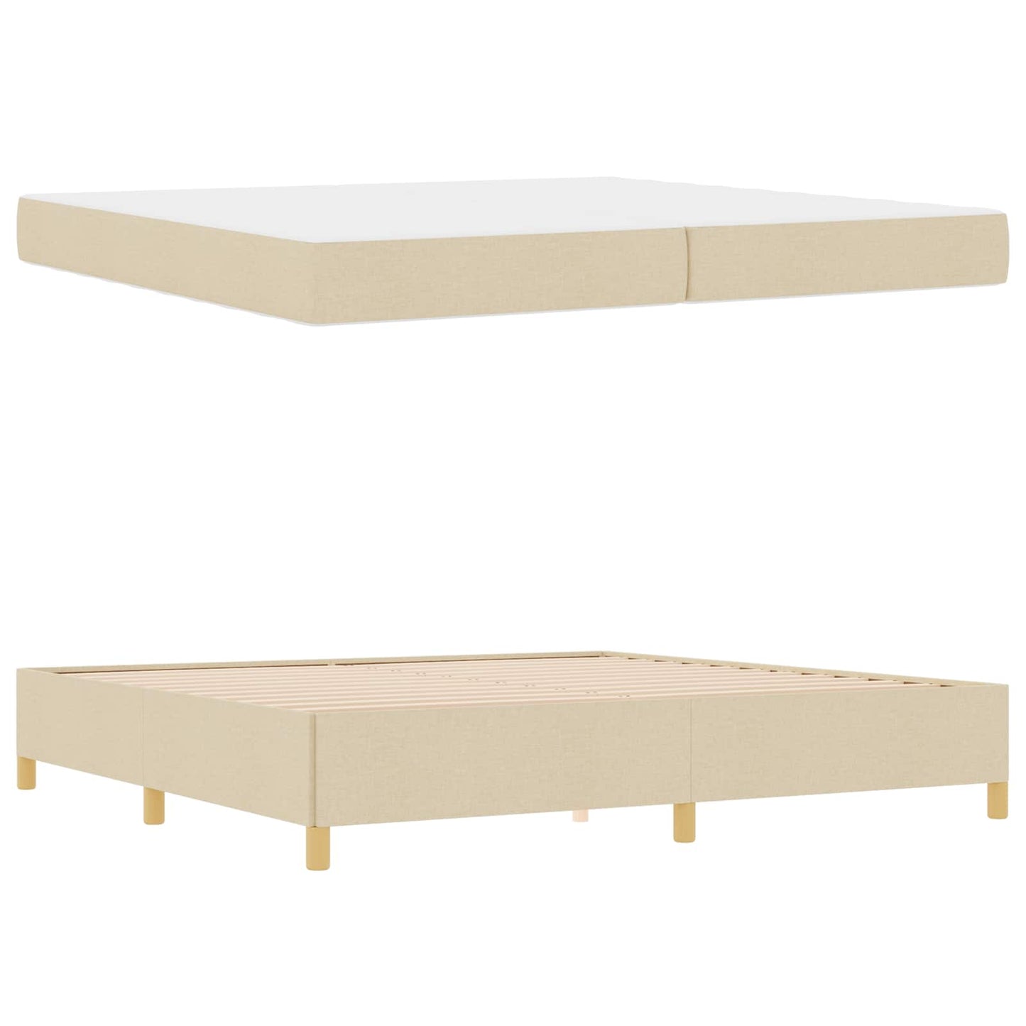 Bedframe met matras Crème 200 x 200 cm Stof is nu te koop bij PeponiXL, paradijselijk wonen!