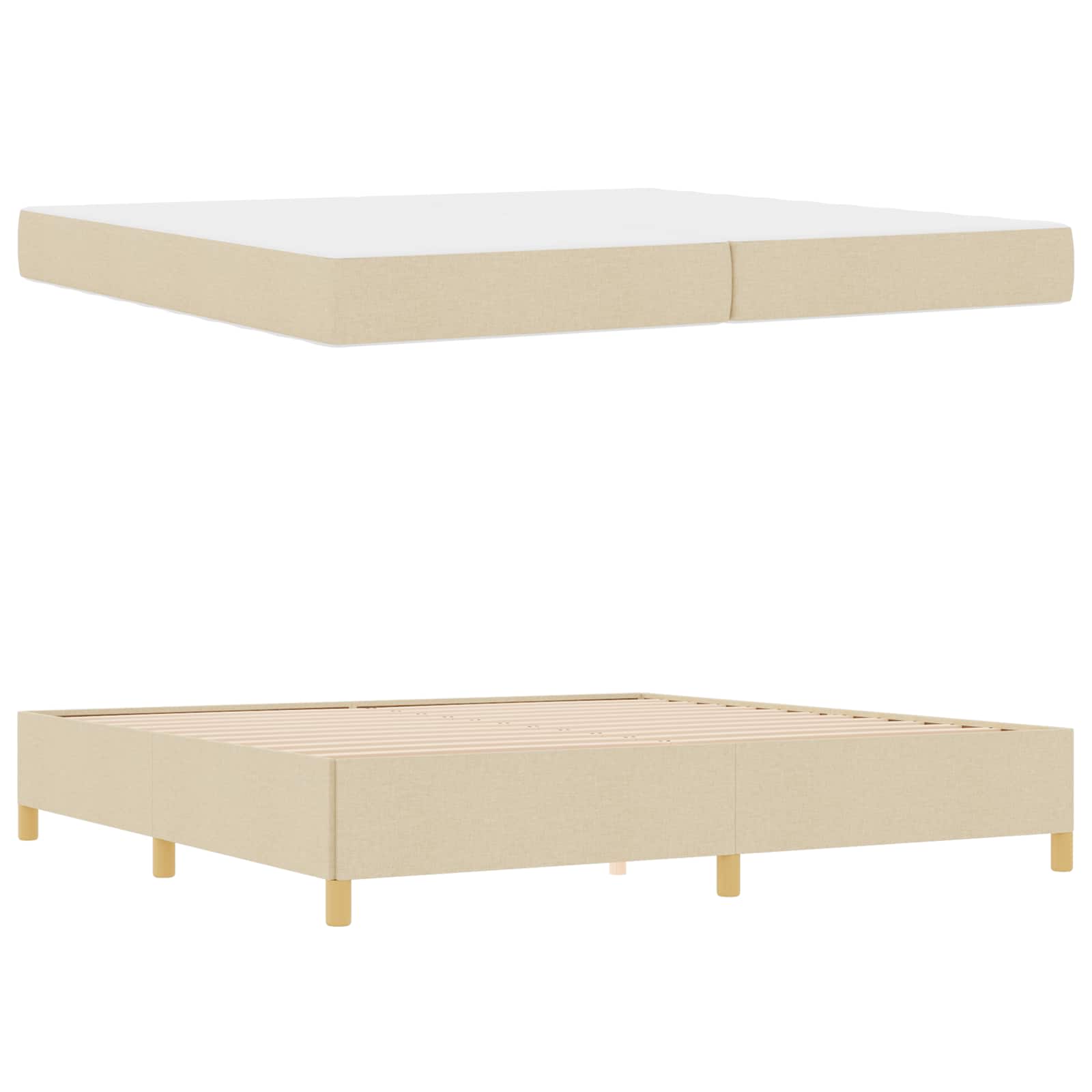 Bedframe met matras Crème 200 x 200 cm Stof is nu te koop bij PeponiXL, paradijselijk wonen!