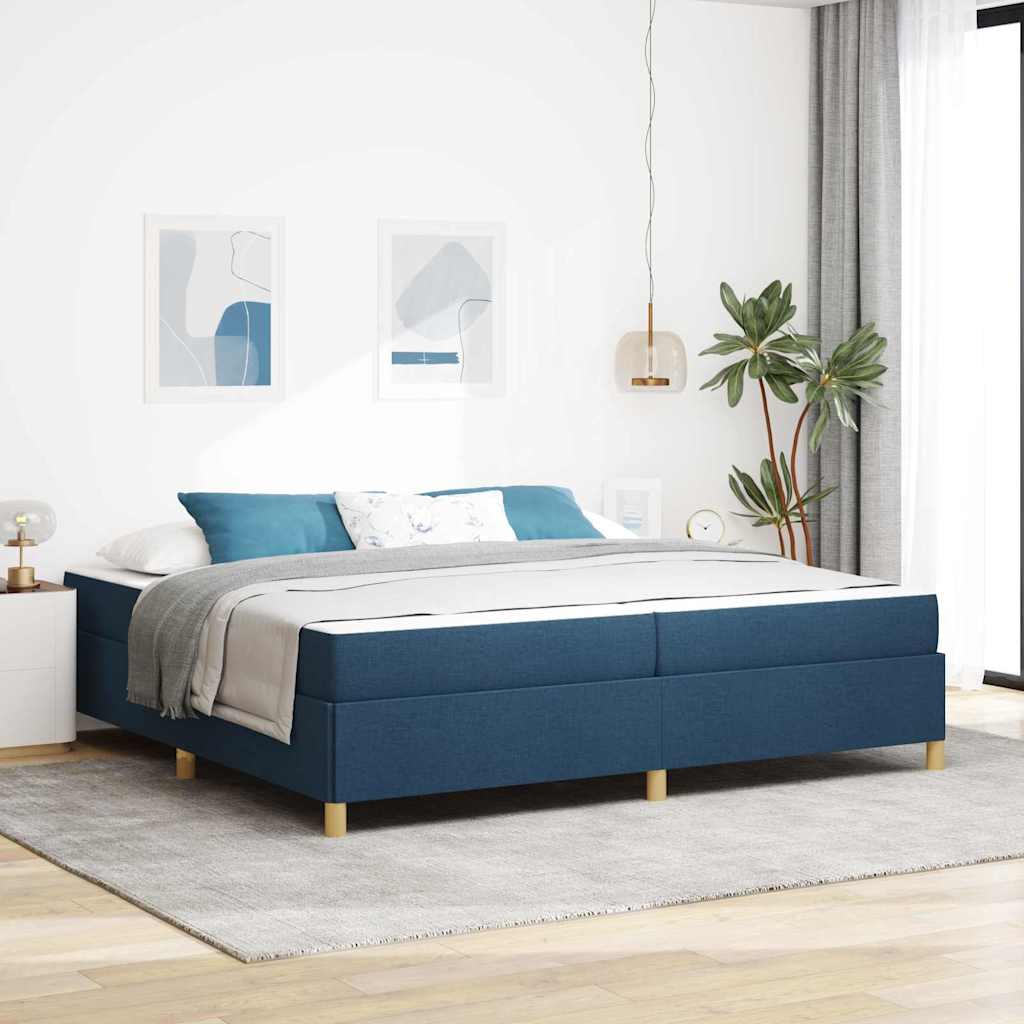 Bedframe met matras Blauw 200 x 200 cm Stof is nu te koop bij PeponiXL, paradijselijk wonen!