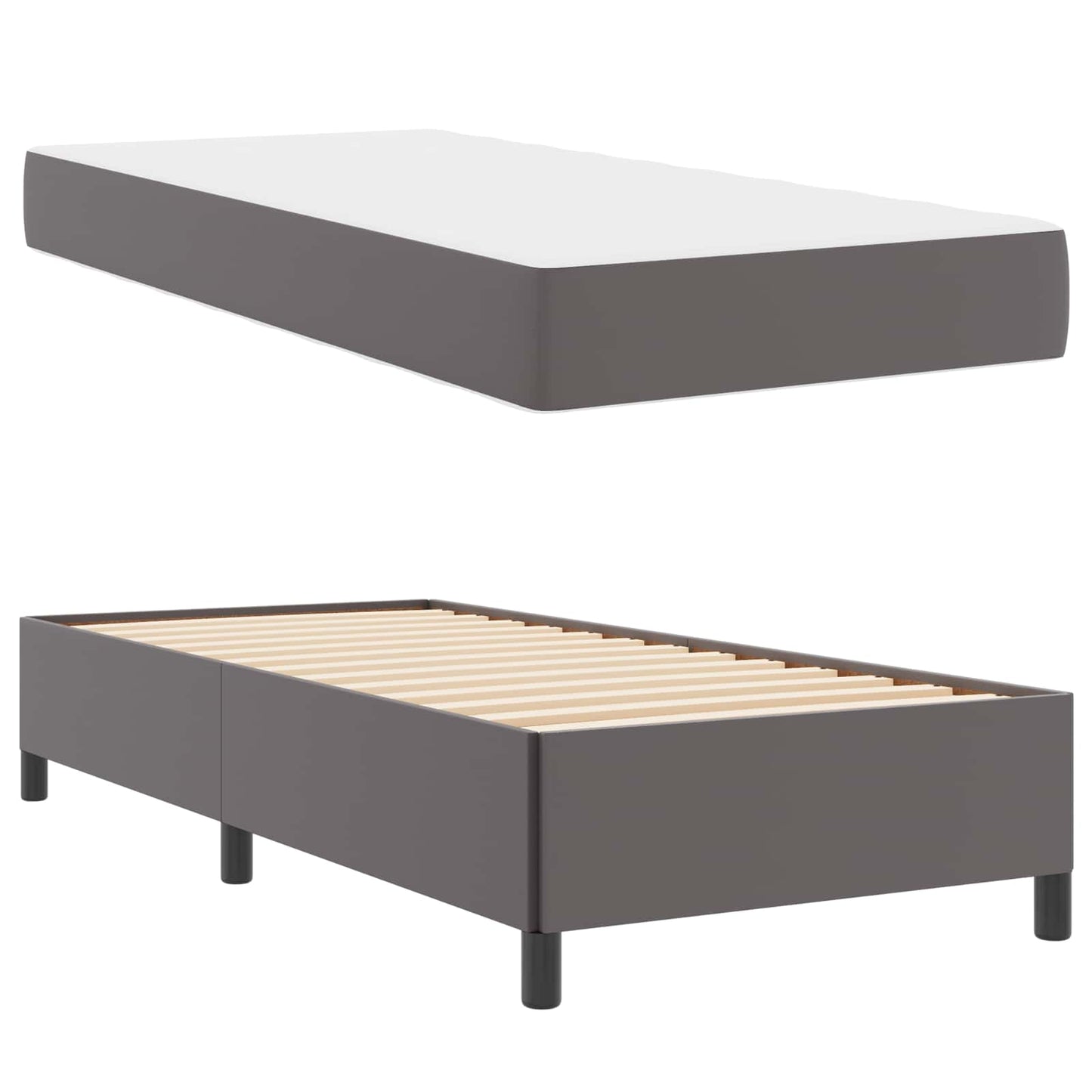 Bedframe met matras Grijs 90 x 200 cm Stof is nu te koop bij PeponiXL, paradijselijk wonen!