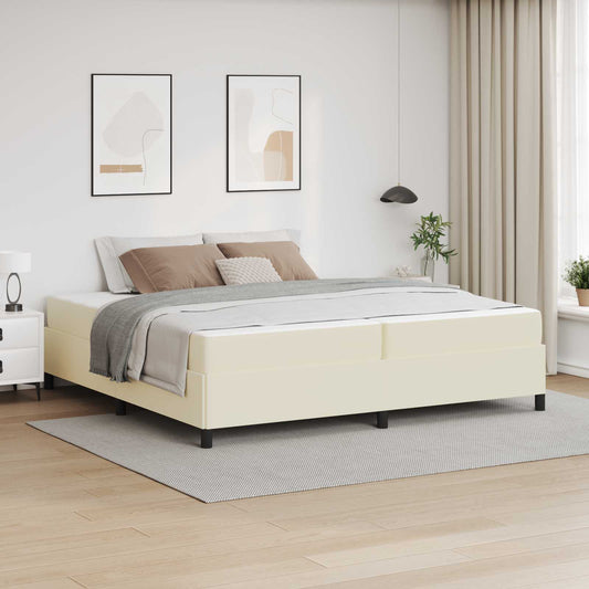 Bedframe met matras Crème 200 x 200 cm Stof is nu te koop bij PeponiXL, paradijselijk wonen!