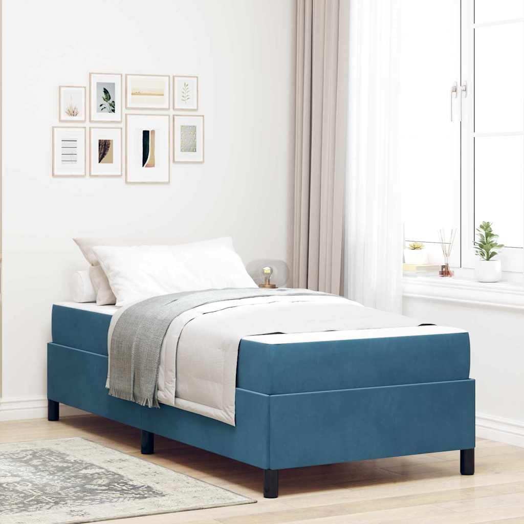 Bedframe met matras Donkerblauw 100 x 200 cm Stof is nu te koop bij PeponiXL, paradijselijk wonen!