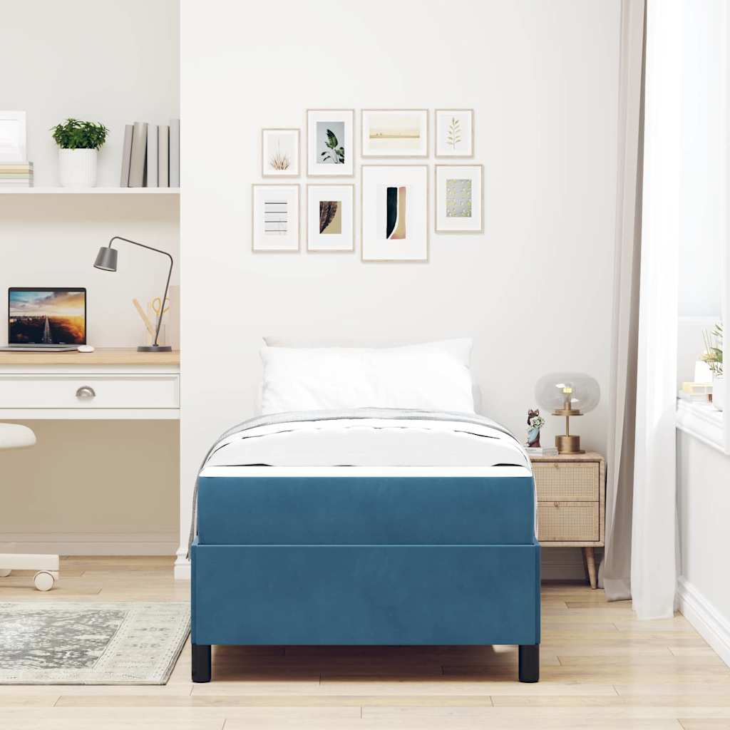Bedframe met matras Donkerblauw 100 x 200 cm Stof is nu te koop bij PeponiXL, paradijselijk wonen!