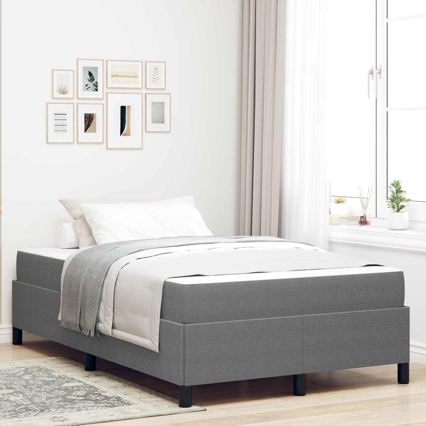 Bedframe met matras Lichtgrijs 120 x 200 cm Stof is nu te koop bij PeponiXL, paradijselijk wonen!